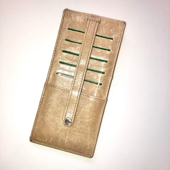 ABAS Italian Calf Skin Slim Leather Long Currency + Card Wallet in Beige + Green - Picture 3 of 15